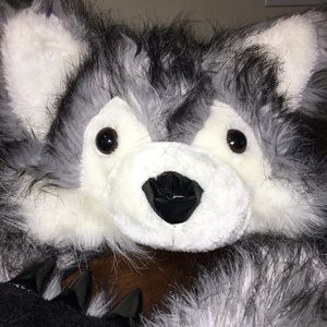 3 in 1 Husky/Wolf Hat, scarf with hand warmers