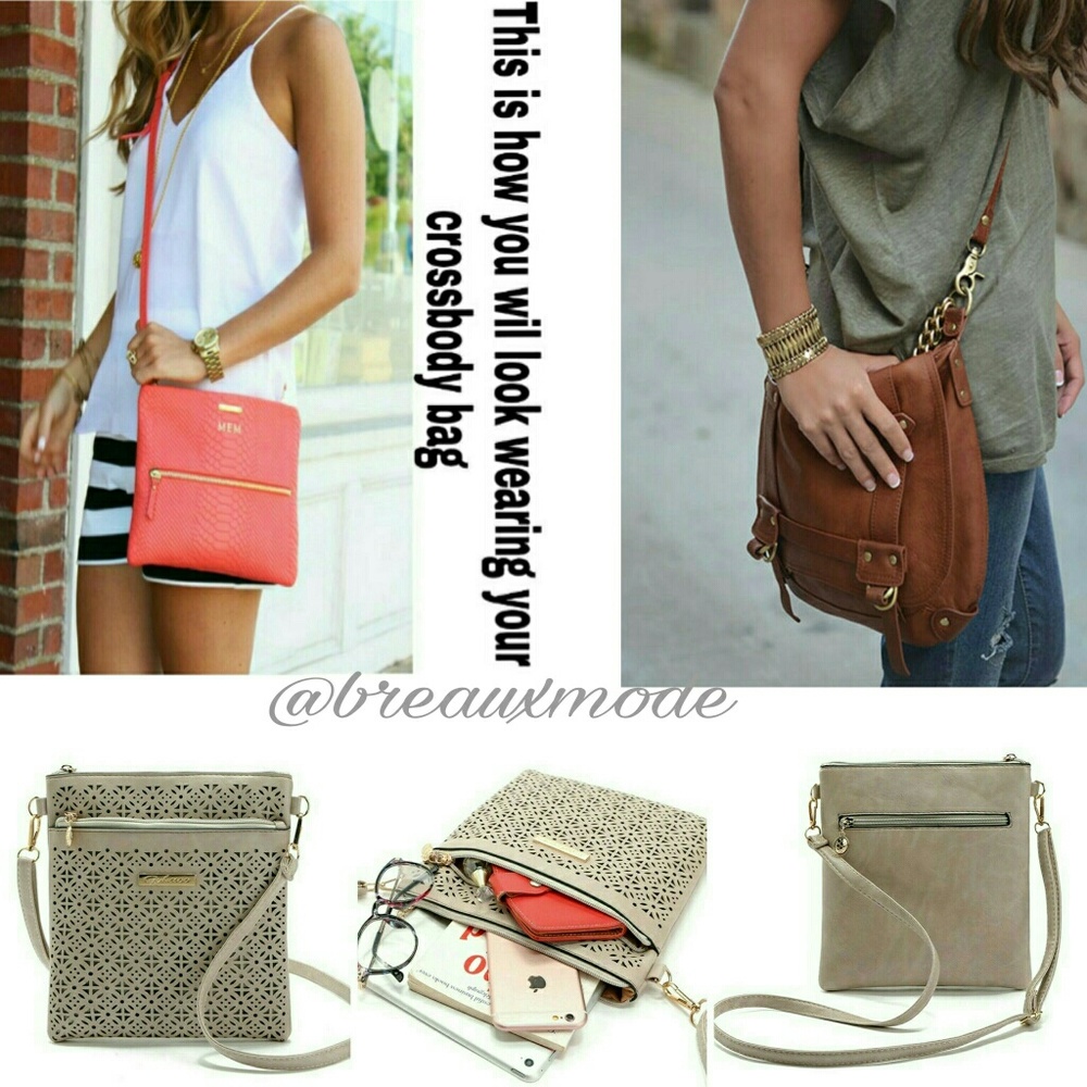 SALE Natural Faux Leather Cross Body - Picture 2 of 3