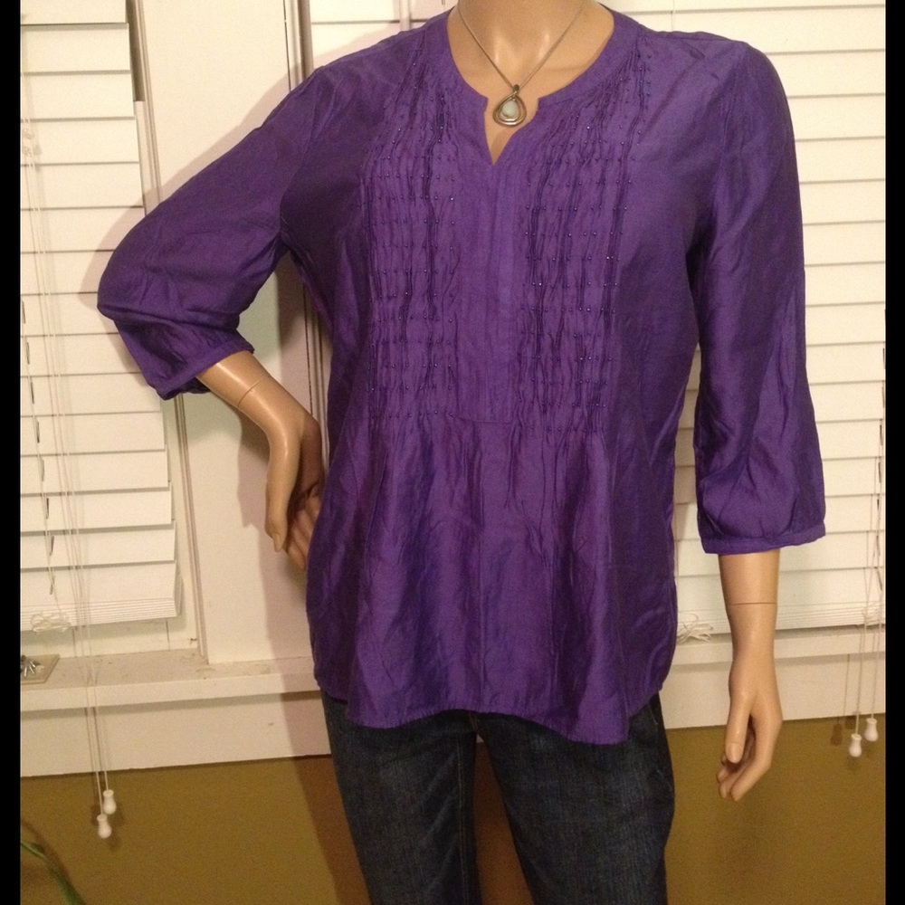 Chico's purplish blue embellished tunic top 1