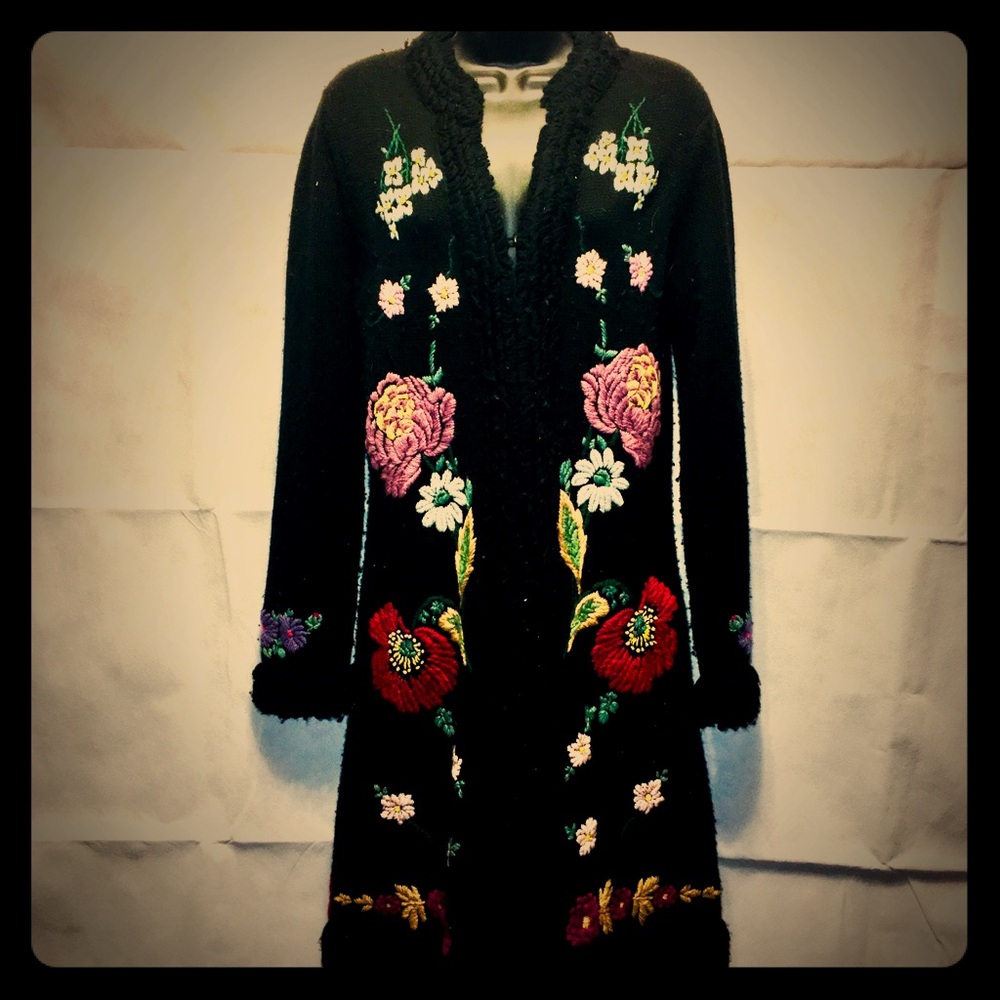 Vintage Black Floral Sweater by Sleeping on Snow