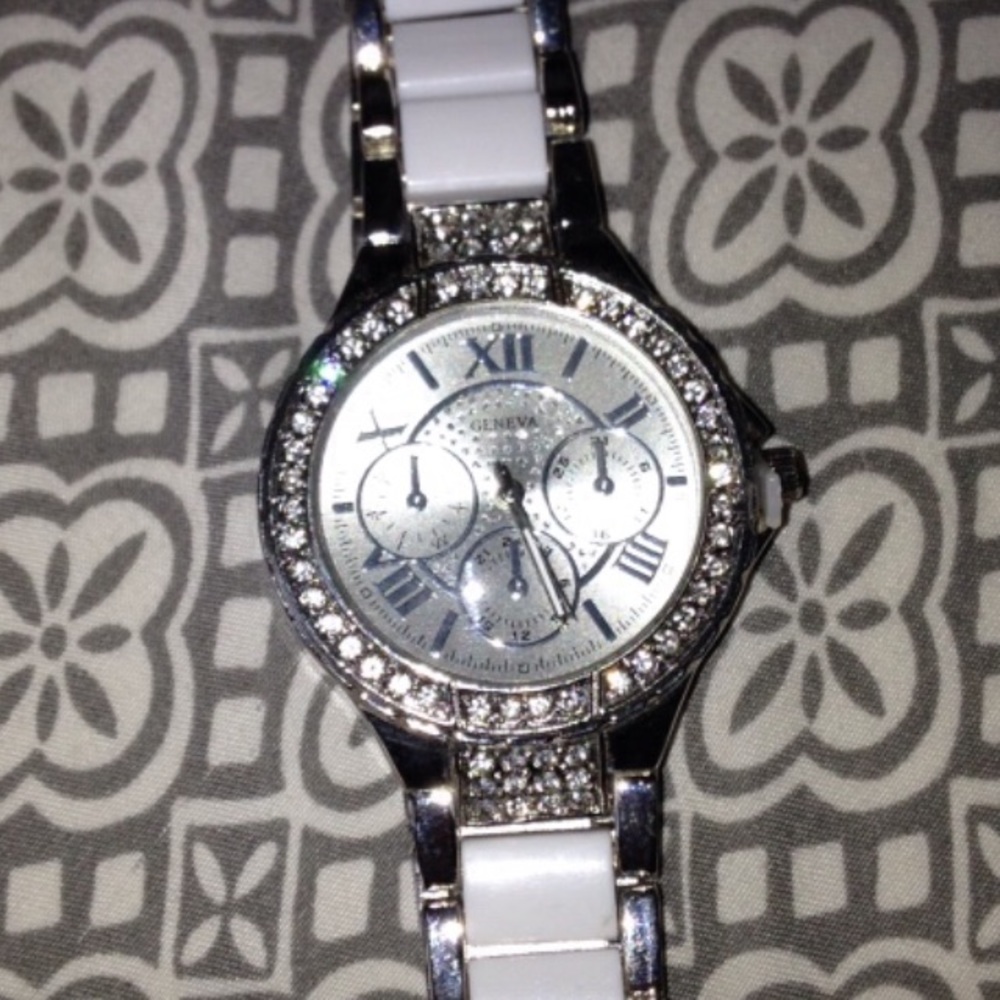 Silver & white watch