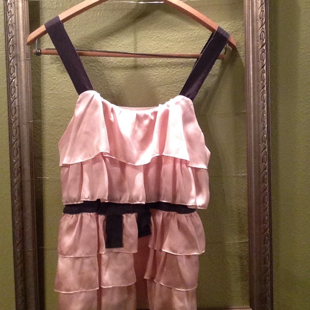 Lauren Conrad blush pink satin ruffle camisole