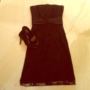 White House blackmarket Black lace strapless dress