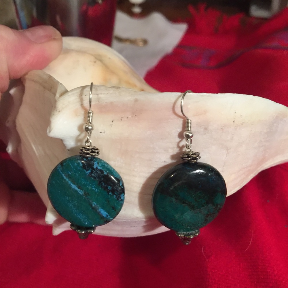 reserved for!!!  alachite and pure sterling findings earrings