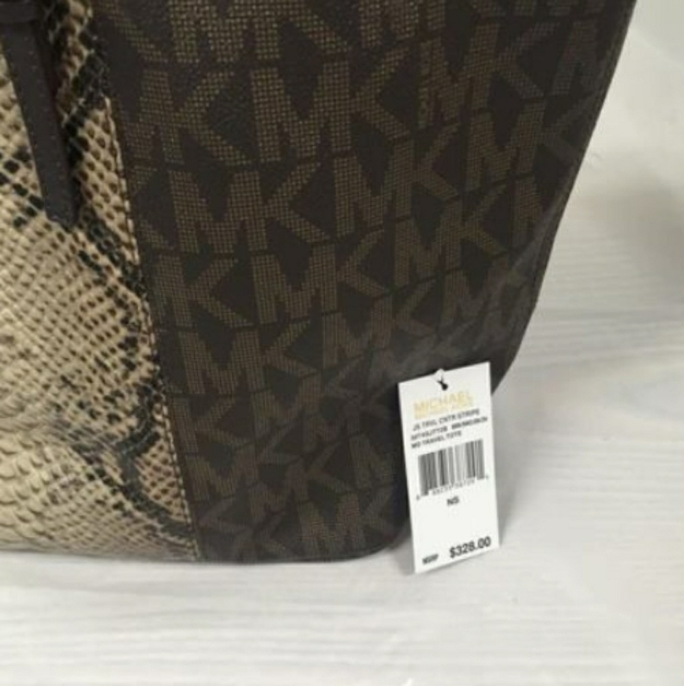⚡SOLD on E⚡AUTHENTIC MK JET SET TRAVEL PYTHON TOTE - Picture 2 of 8