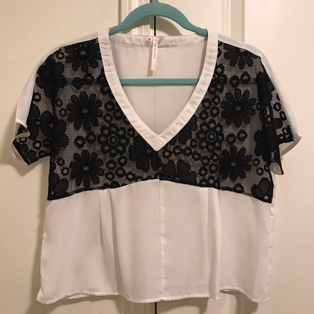Black and white lace top