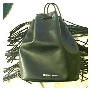 Victoria secret black drawstring backpack /purse