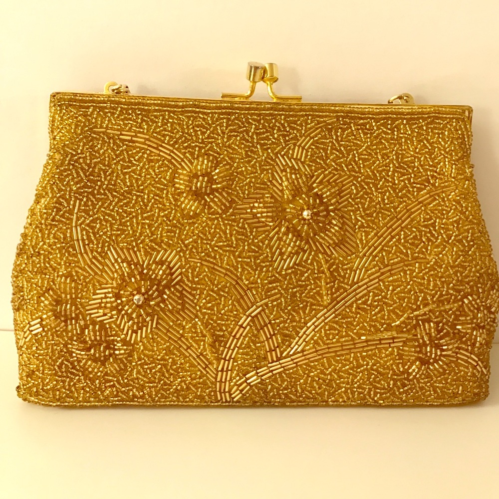 💕 VINTAGE GOLD SEQUIN EVENING CLUTCH 💕