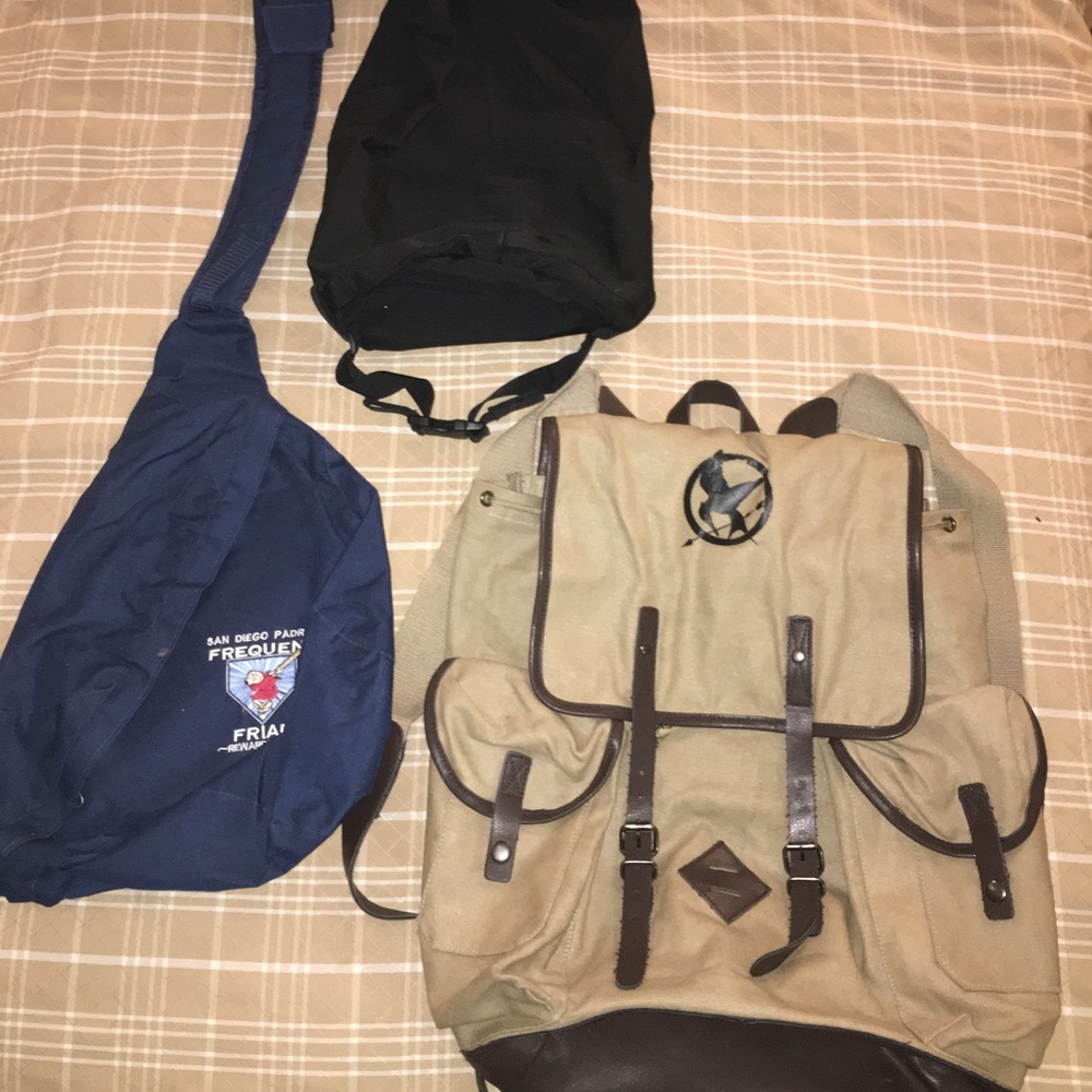 3 unique backpack bags,fanny pack,mail-carrier bag