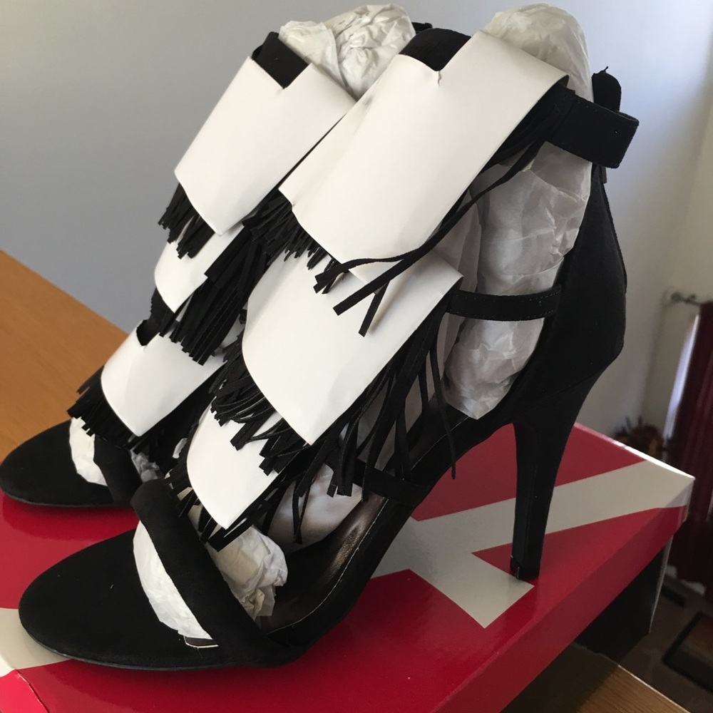 Ashley Stewart Fringe heels,NEVER WORN BEFORE!!