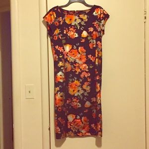 Blue dress with orange flowers