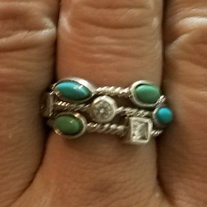 Eso sterling, vs, and turquoise cable ring