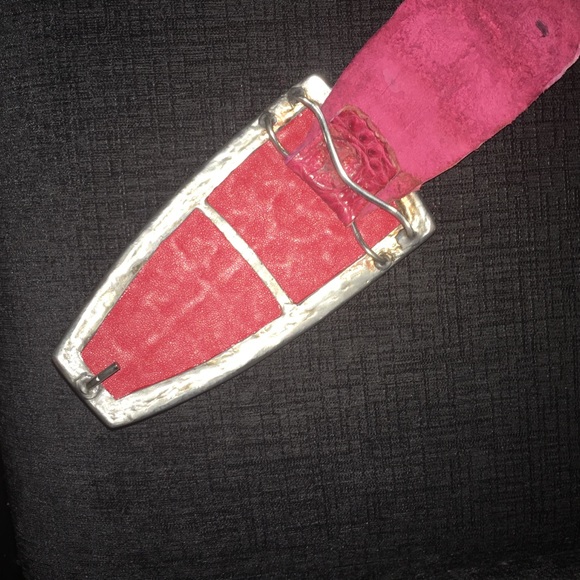 Red wide CROC cinching belt