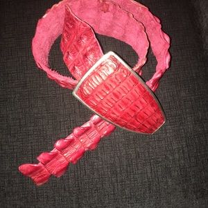 Red wide CROC cinching belt