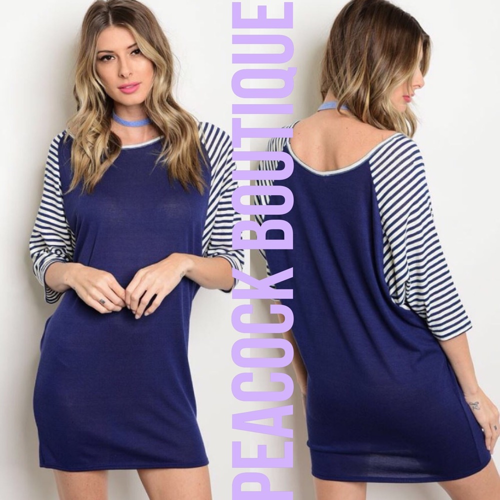 HP 5/27 NWT BLUE & WHITE BASEBALL TUNIC DRESS