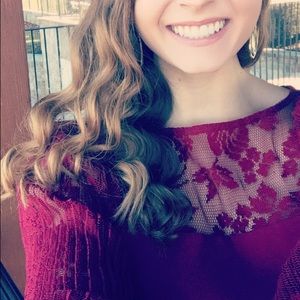 WHBM lace sleeve burgundy dress