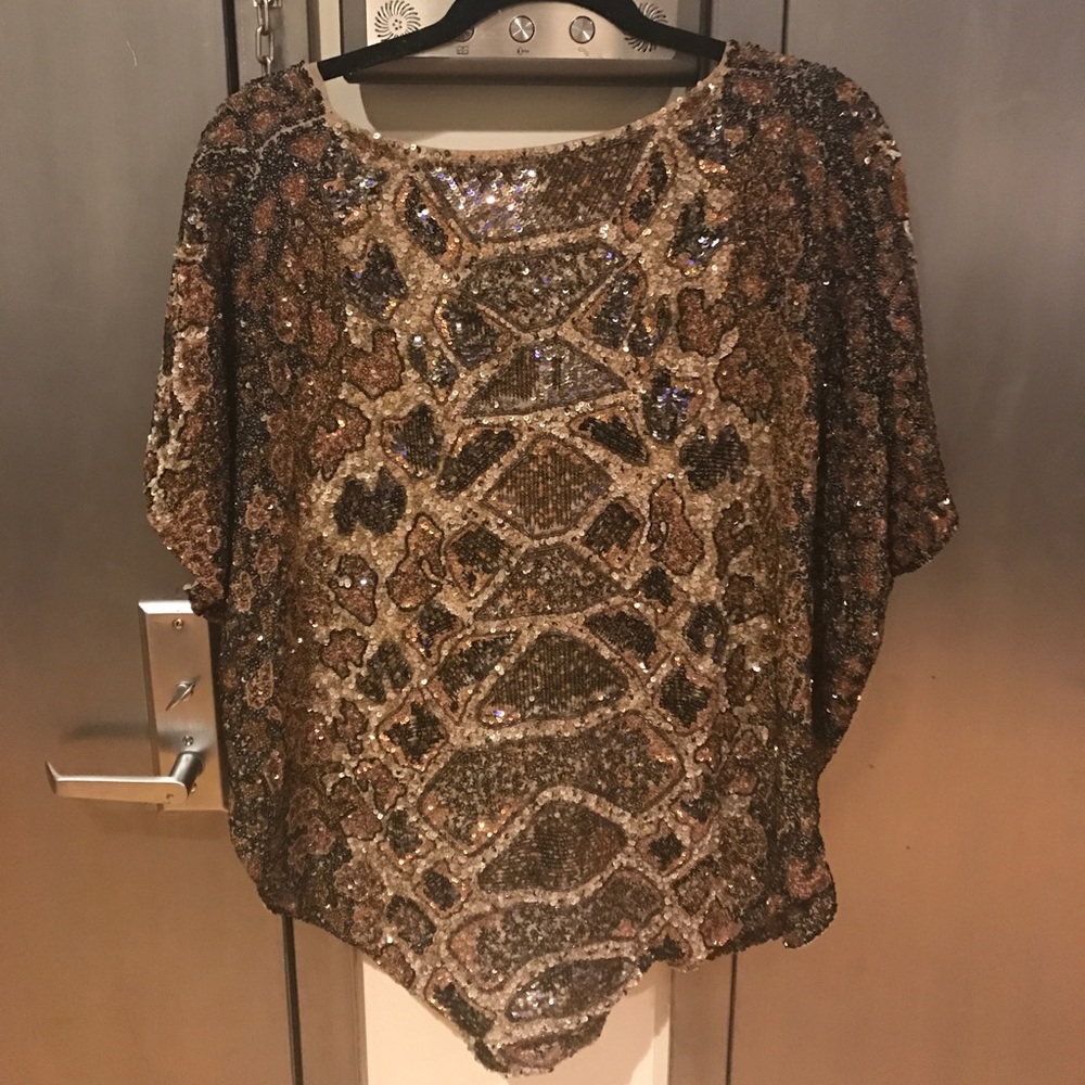 All Saints Hand Beaded Sequin Top