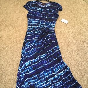 Trulli blue printed side pleated maxi dress