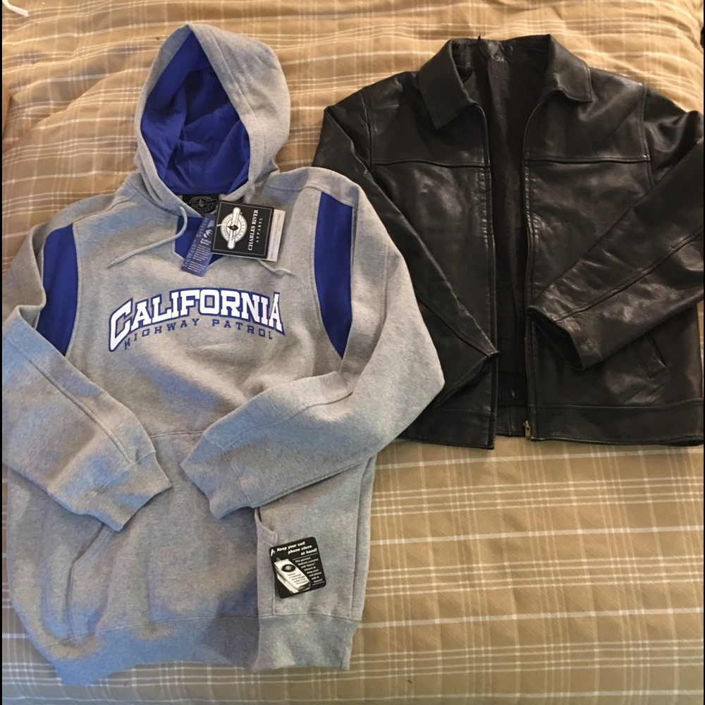 Sweat shirt hooded,NWT & Leather Jacket, 2item Lot