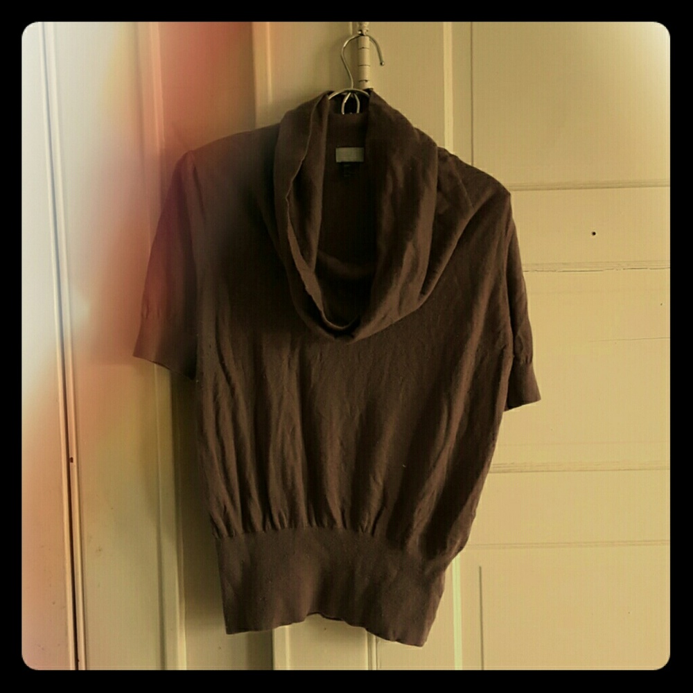 A sophisticated short sleeve coel neck sweater