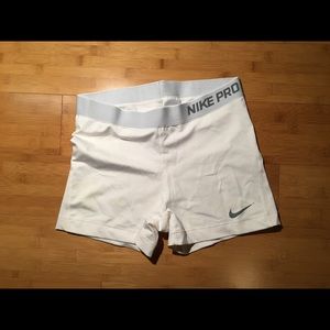 White Nike pro 3" shorts