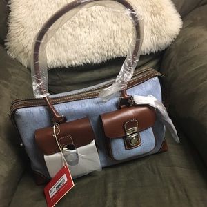 Dooney & Bourke BRAND NEW denim and brown handbag