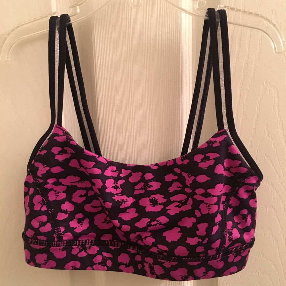 Lululemon pink and black leopard sports bra