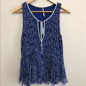 Free People beautiful blue pattern Tank Top size S