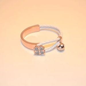 1/2 Rose Gold & 1/2 White Braided Leather Bracelet