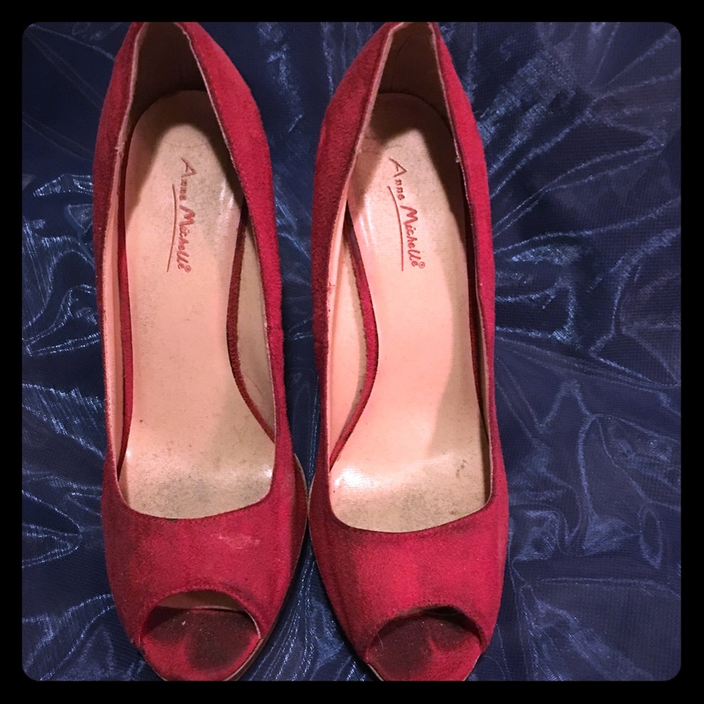 Red Suede Pump high heels Anne Michelle