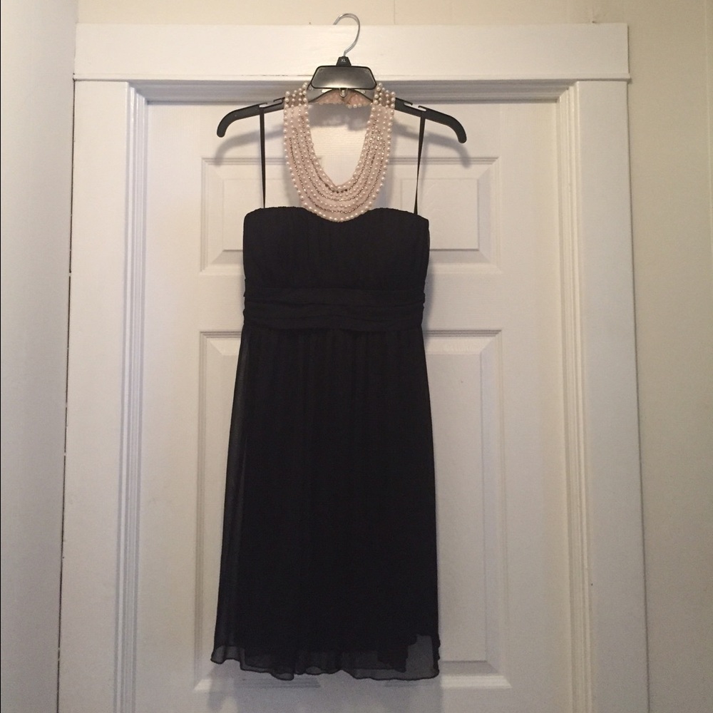 David's Bridal Black Cocktail Dress w/ Necklace