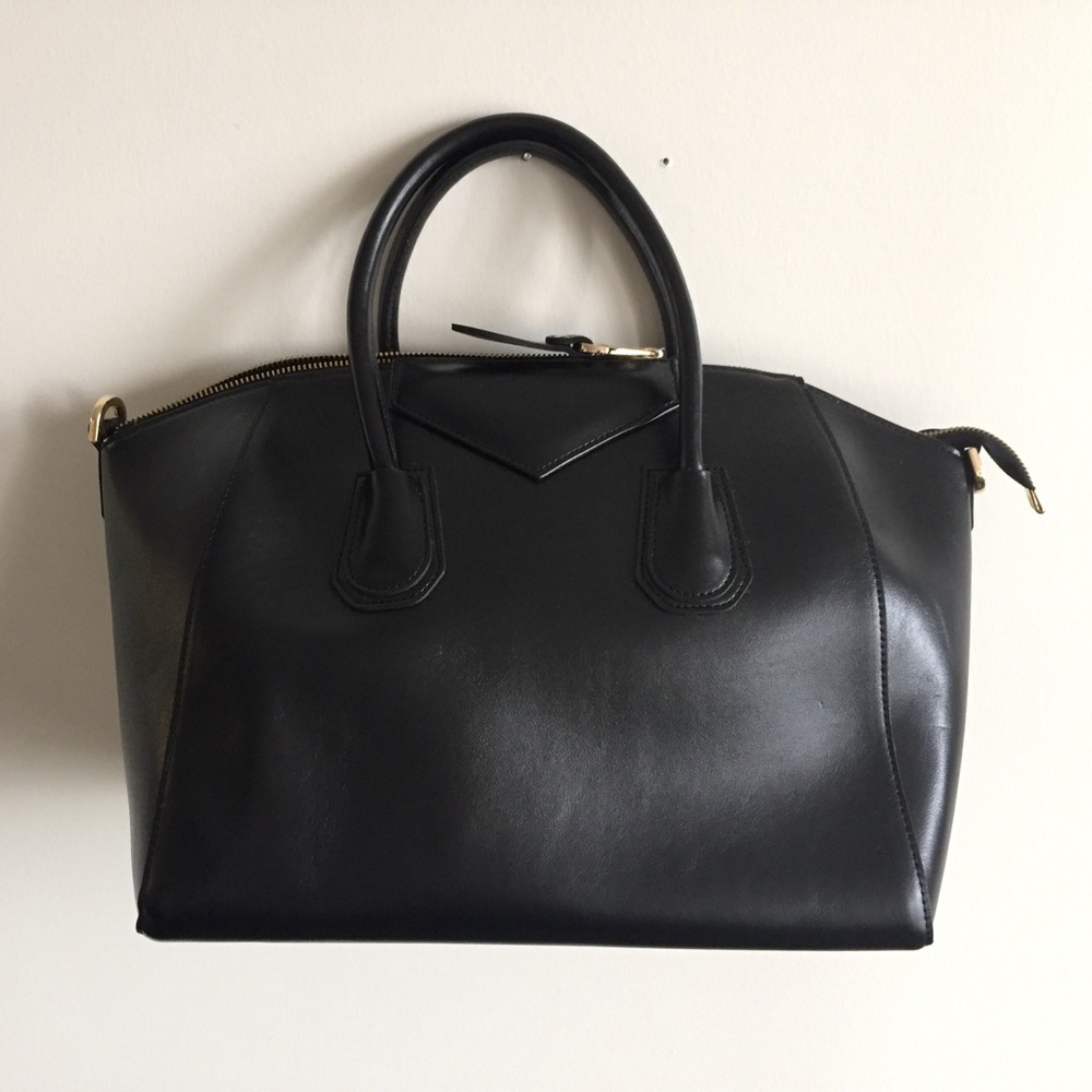 Black Faux Leather Tote