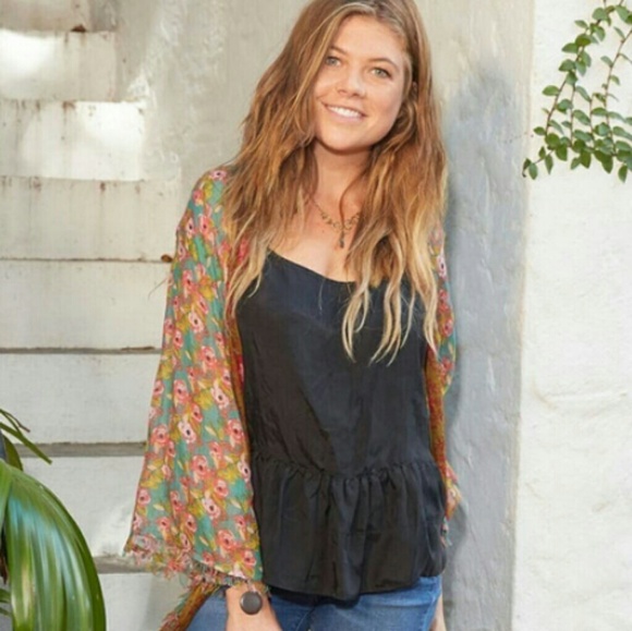 Free People Tops - Natural Life Black Lily Cami