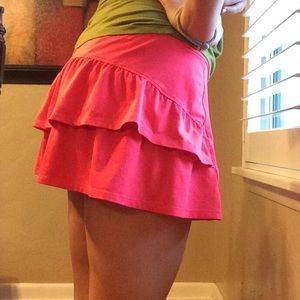 Neon Orange Ruffle Skort