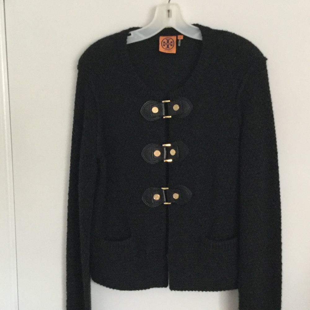 Tory Burch wool leather clasp sweater