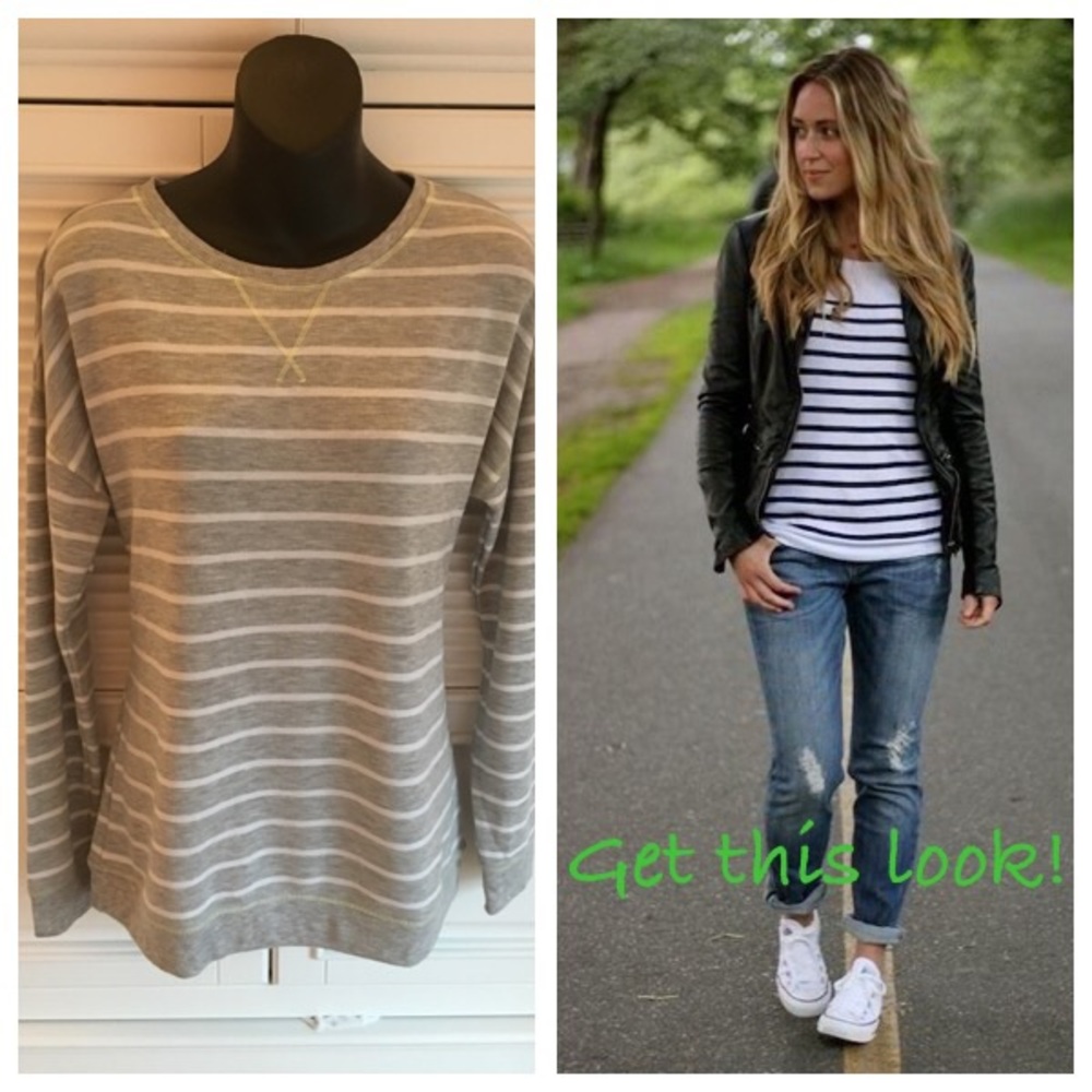Grey Striped Lightweight Top