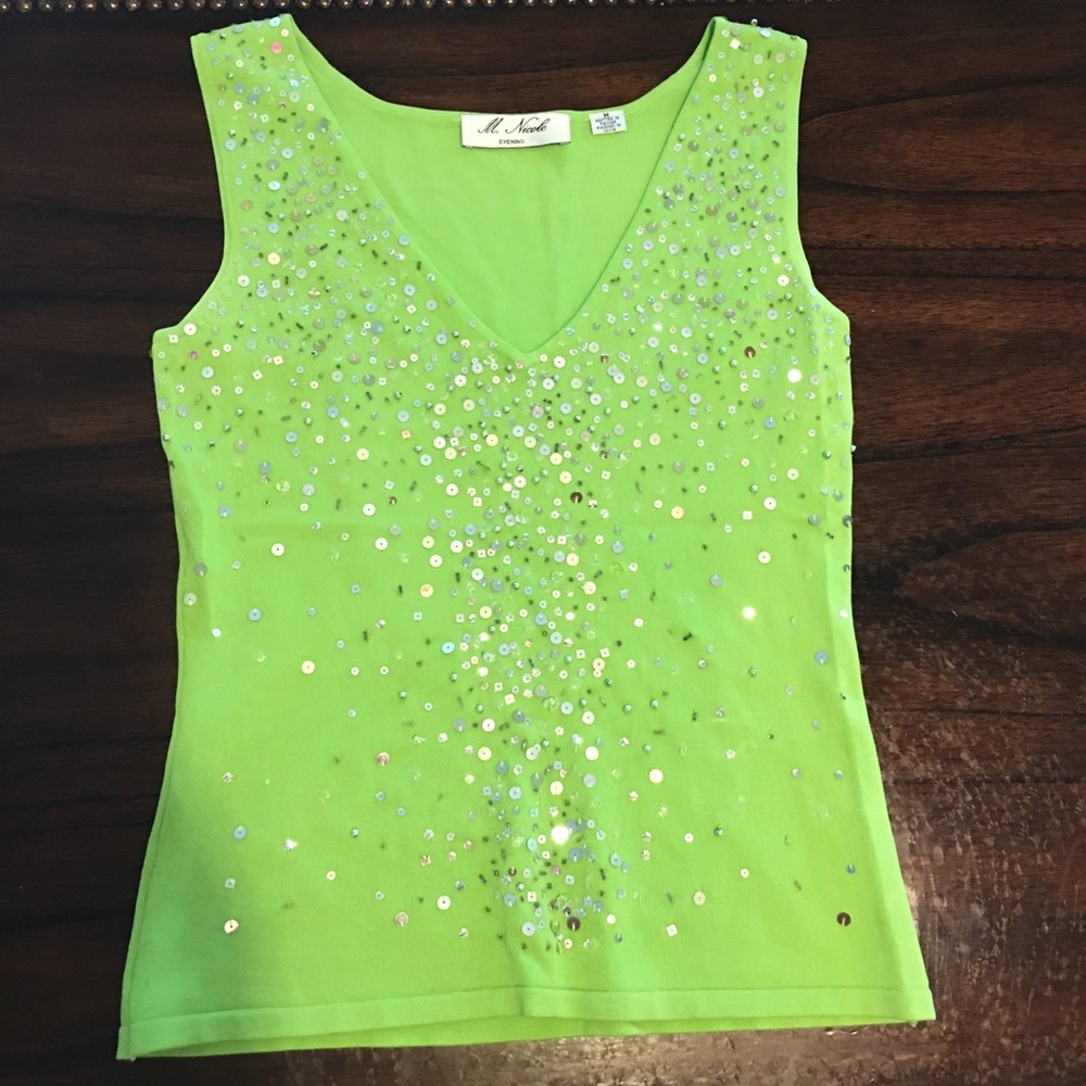 M Nicole Evening Sequin and Beaded Tank