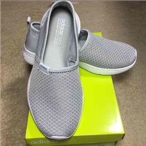 NEW ADIDAS NEO SLIP ON GREY WOMEN SHOE CHIC COMFY