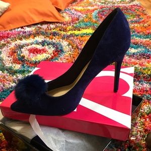 Brand New Blue Pom Pumps