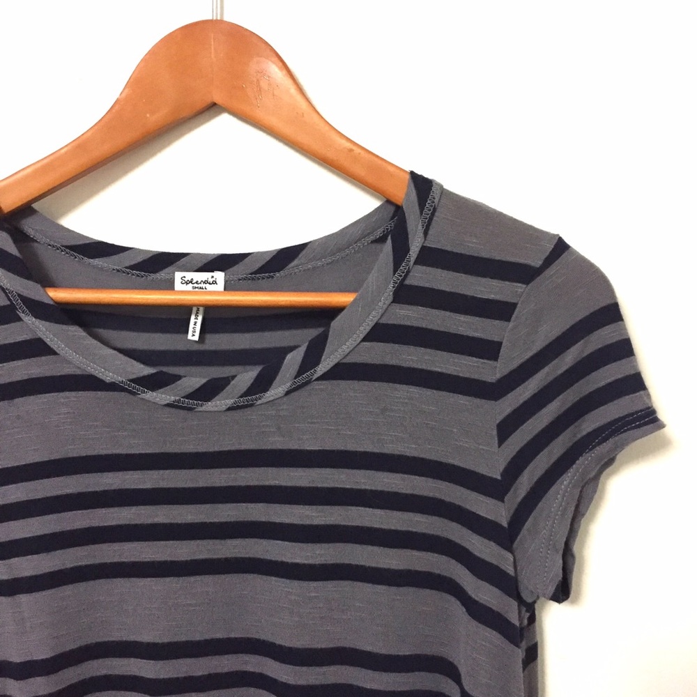 Spendid - Gray and Navy Stripe Tee