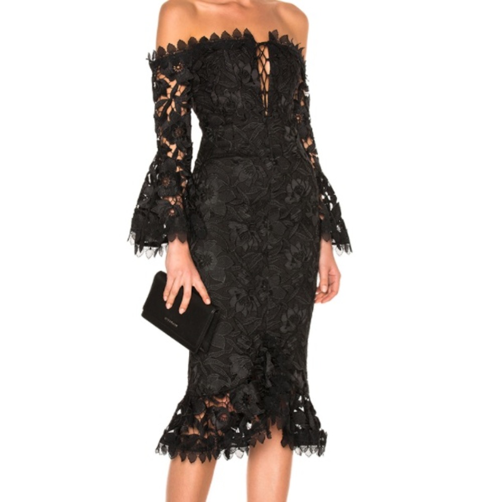 Nicholas Lace Off the Shoulder Corset Dress - Picture 4 of 7