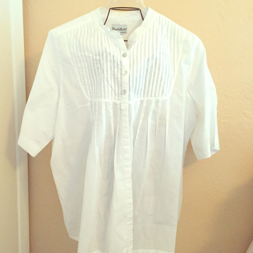 White NORTHSTYLE cotton button front blouse