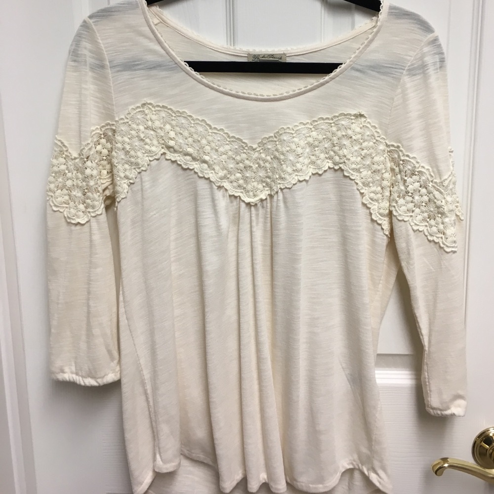 White Lucky Brand 3/4 Sleeve Length shirt