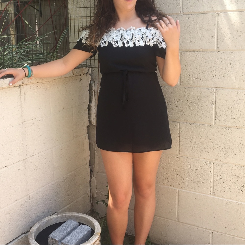 Little black off-the-shoulder dress