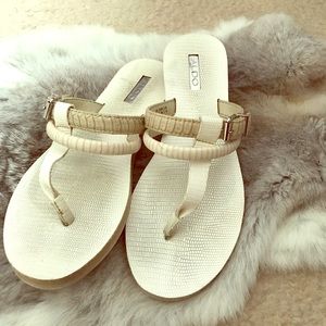 White Aldo faux animal skin sandals
