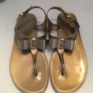 Michael Kors Gold Bow Jelly Sandals Thongs 10