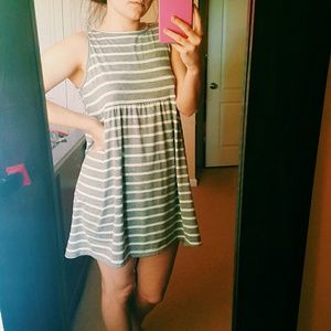 hug Gray & Cream Striped Dress