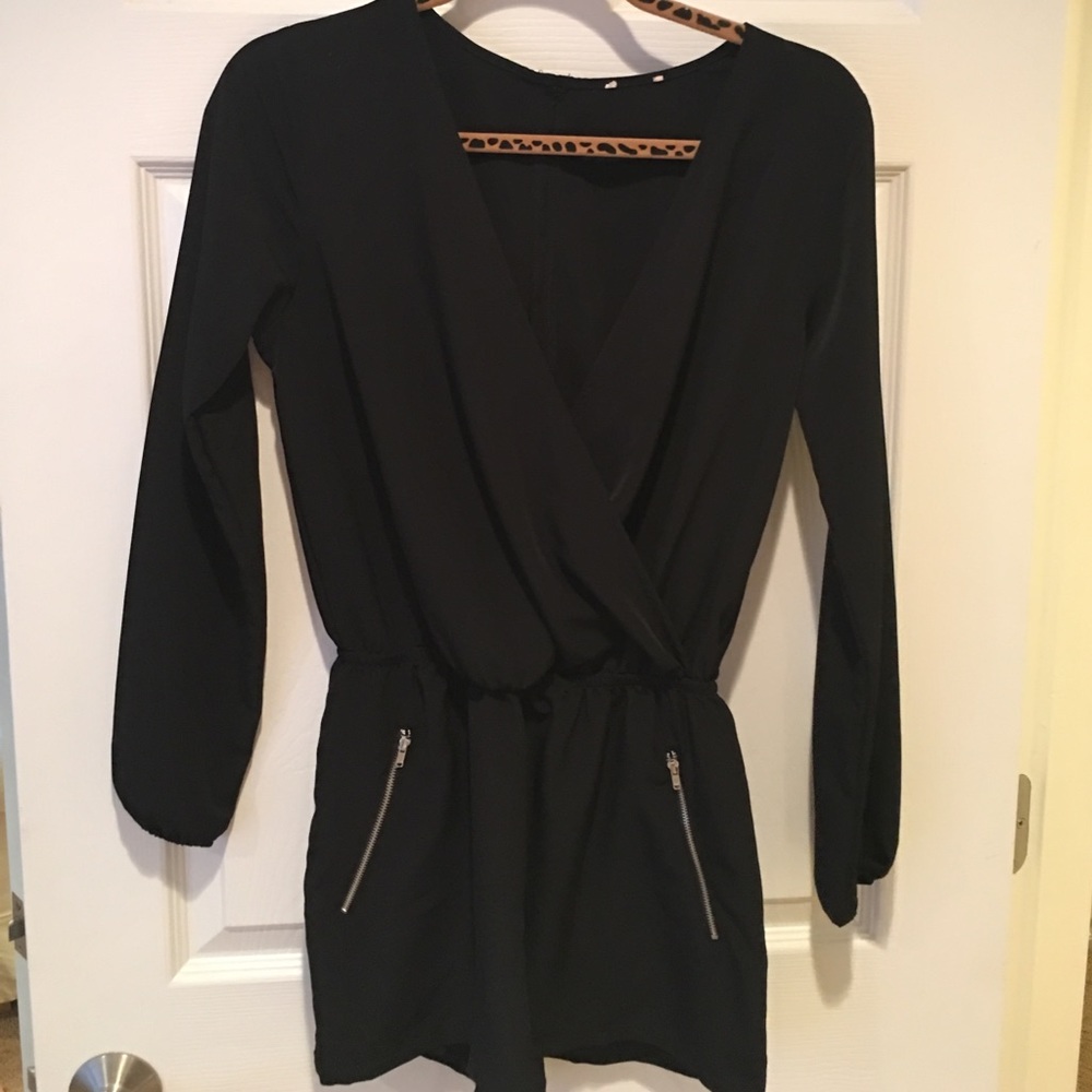 Black long sleeve romper