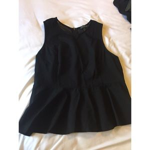 LOWEST PRICE! Black peplum top! Sheer back panels!