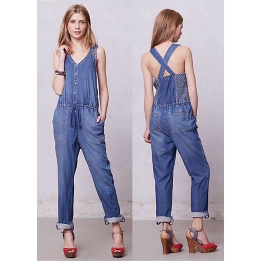 Anthropologie Holding Horses Chambray Overalls